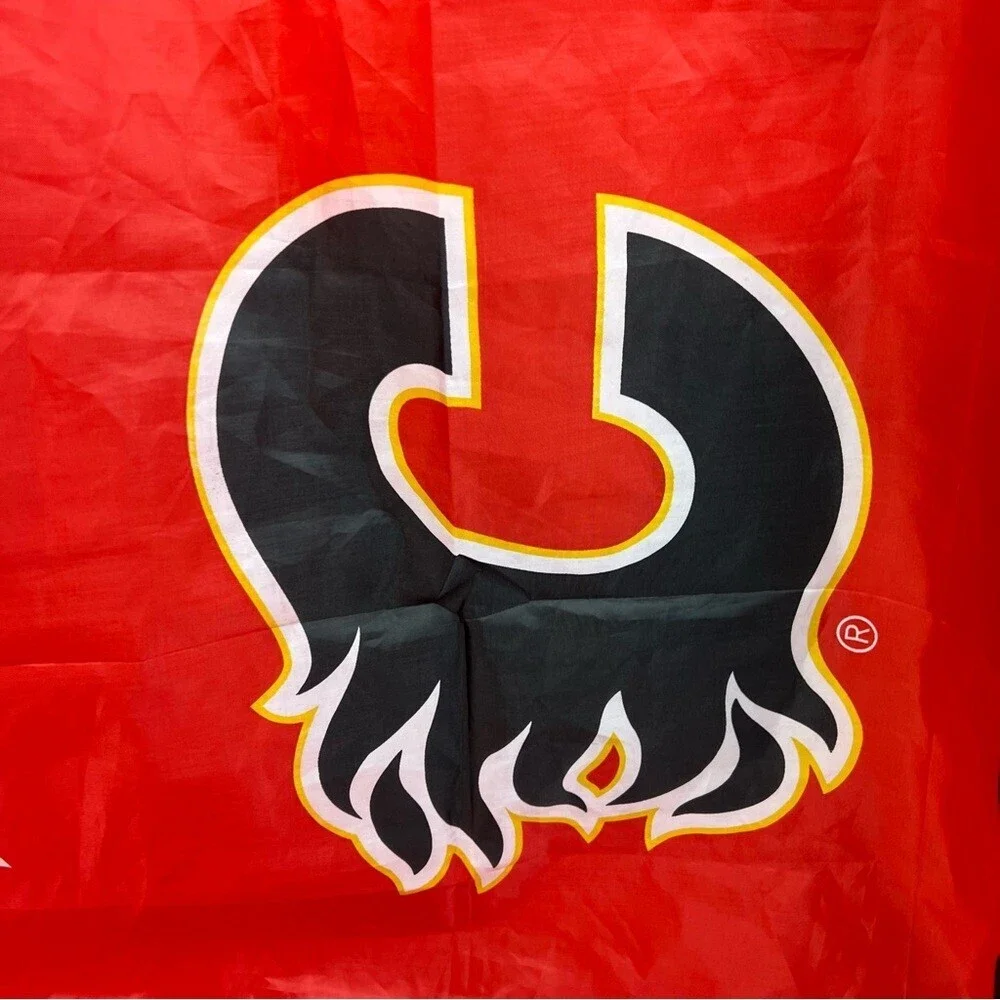 Calgary Flames Red Promotional Flag with Black & Yellow Logo